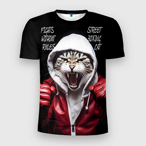 Мужская спорт-футболка Street boxing cat / 3D-принт – фото 1
