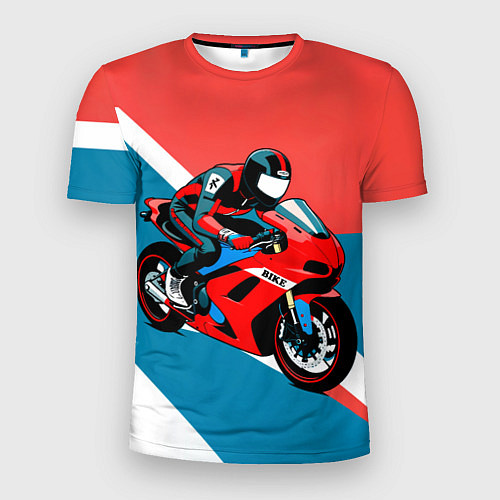 Мужская спорт-футболка Нарисованный мотоциклист / 3D-принт – фото 1