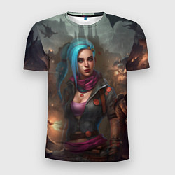 Мужская спорт-футболка Jinx art Arcane League of Legends fantasy