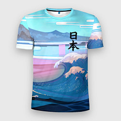 Футболка спортивная мужская Japan - landscape - waves, цвет: 3D-принт