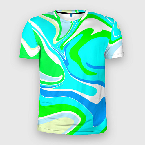 Мужская спорт-футболка Абстракция сине-зеленая / 3D-принт – фото 1