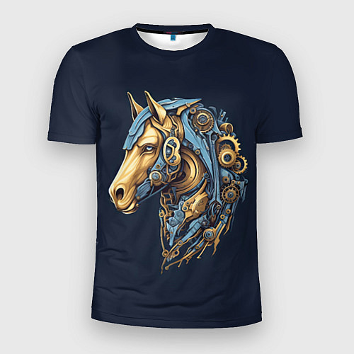 Мужская спорт-футболка Механический конь / 3D-принт – фото 1
