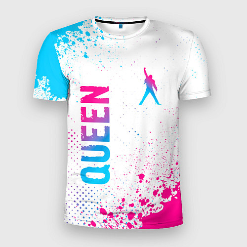 Мужская спорт-футболка Queen neon gradient style: надпись, символ / 3D-принт – фото 1