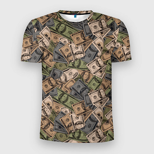 Мужская спорт-футболка Камуфляж с банкнотой в 100 долларов / 3D-принт – фото 1
