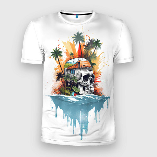 Мужская спорт-футболка Череп-бунгало на острове / 3D-принт – фото 1