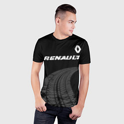 Футболка спортивная мужская Renault speed на темном фоне со следами шин: симво, цвет: 3D-принт — фото 2