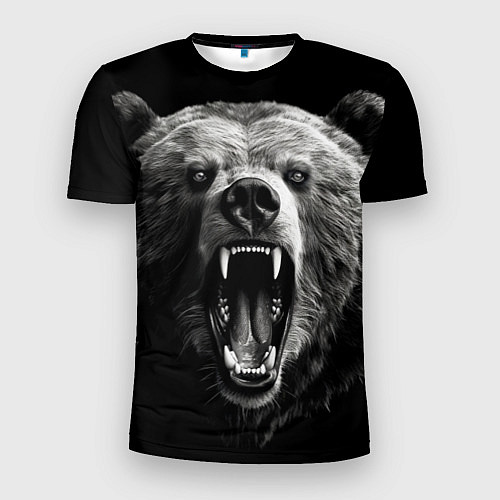 Мужская спорт-футболка Агрессивный таежный медведь / 3D-принт – фото 1