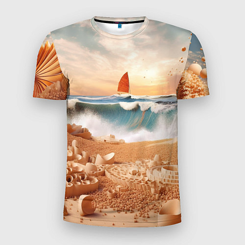 Мужская спорт-футболка Парусник в море / 3D-принт – фото 1