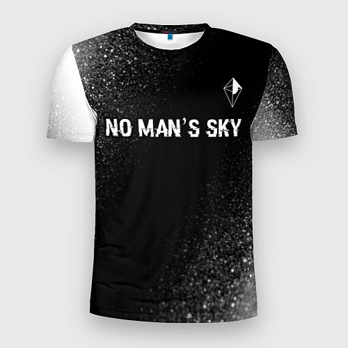 Мужская спорт-футболка No Mans Sky glitch на темном фоне: символ сверху / 3D-принт – фото 1