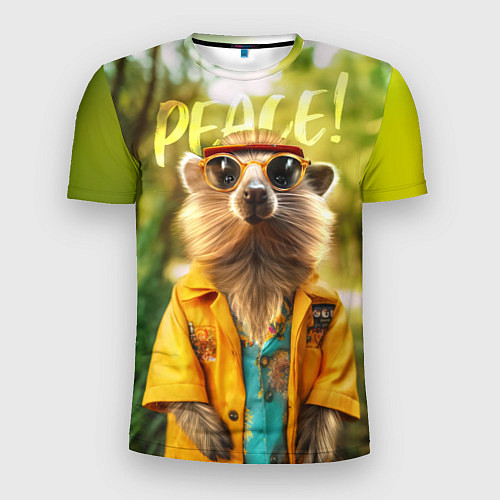 Мужская спорт-футболка Peace - хиппи квокка короткохвостый кенгуру / 3D-принт – фото 1