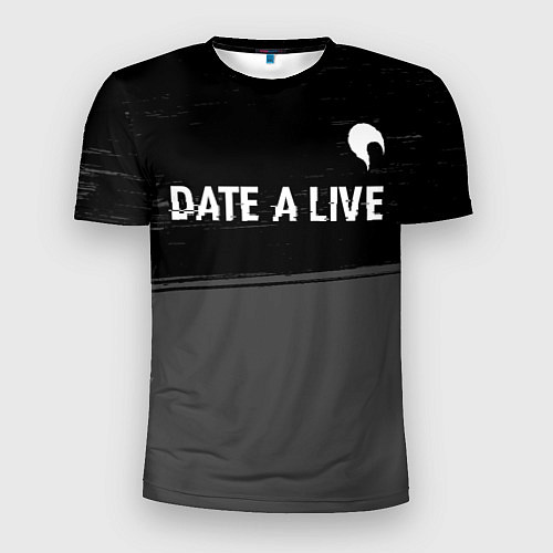 Мужская спорт-футболка Date A Live glitch на темном фоне: символ сверху / 3D-принт – фото 1
