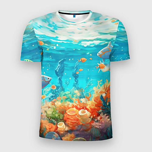 Мужская спорт-футболка Морской подводный мир / 3D-принт – фото 1