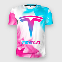 Мужская спорт-футболка Tesla neon gradient style