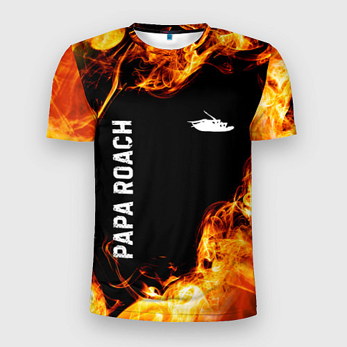 Мужская спорт-футболка Papa Roach и пылающий огонь / 3D-принт – фото 1
