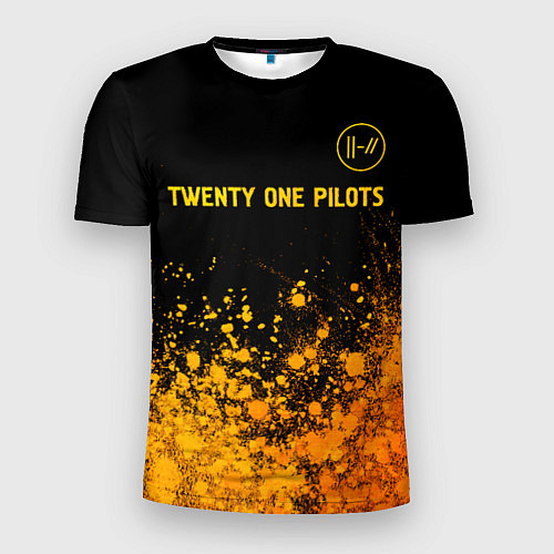 Мужская спорт-футболка Twenty One Pilots - gold gradient: символ сверху / 3D-принт – фото 1