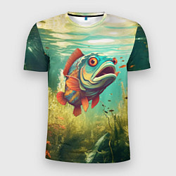 Мужская спорт-футболка Рыбка карп в воде