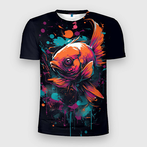 Мужская спорт-футболка Рыба: арт нейросети / 3D-принт – фото 1