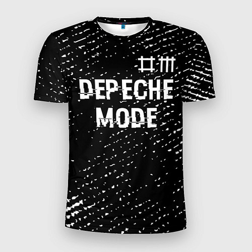 Мужская спорт-футболка Depeche Mode glitch на темном фоне: символ сверху / 3D-принт – фото 1