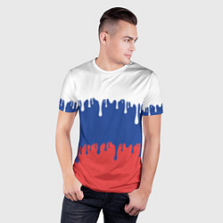 Футболка спортивная мужская Флаг России - потёки, цвет: 3D-принт — фото 2