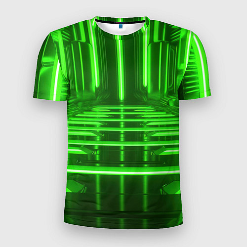 Мужская спорт-футболка Зеленые световые объекты / 3D-принт – фото 1