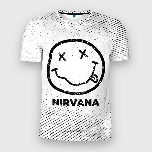 Мужская спорт-футболка Nirvana с потертостями на светлом фоне / 3D-принт – фото 1