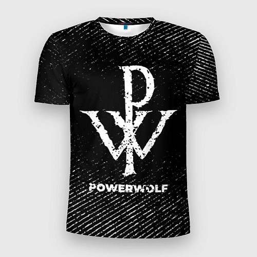 Мужская спорт-футболка Powerwolf с потертостями на темном фоне / 3D-принт – фото 1