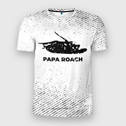 Мужская спорт-футболка Papa Roach с потертостями на светлом фоне