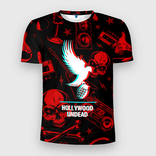 Мужская спорт-футболка Hollywood Undead rock glitch / 3D-принт – фото 1