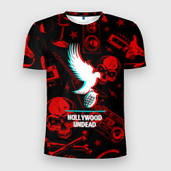 Футболка спортивная мужская Hollywood Undead rock glitch, цвет: 3D-принт