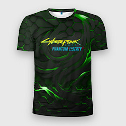 Мужская спорт-футболка Cyberpunk 2077 phantom liberty green