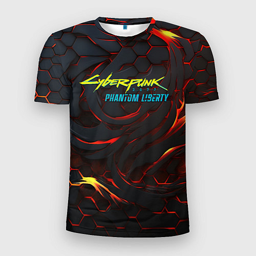 Мужская спорт-футболка Cyberpunk 2077 phantom liberty fire / 3D-принт – фото 1