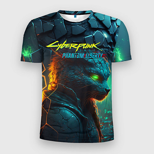 Мужская спорт-футболка Сyberpunk 2077 phantom liberty cat / 3D-принт – фото 1