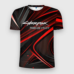 Мужская спорт-футболка Cyberpunk 2077 phantom liberty silver logo
