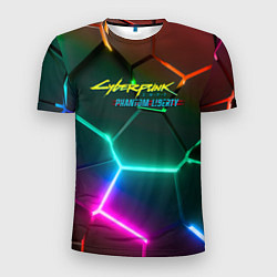 Мужская спорт-футболка Cyberpunk 2077 phantom liberty logo neon