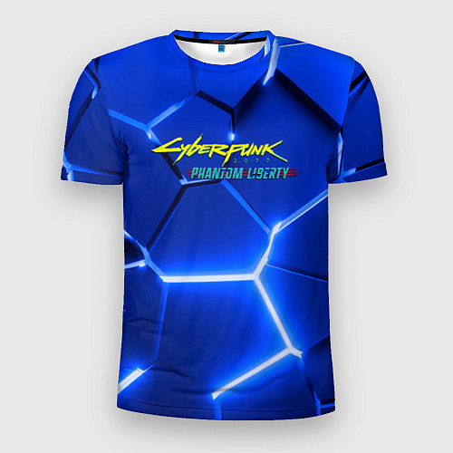 Мужская спорт-футболка Киберпанк призрачная свобода синий неон / 3D-принт – фото 1