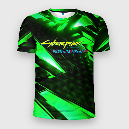 Мужская спорт-футболка Cyberpunk 2077 phantom liberty neon green / 3D-принт – фото 1