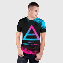 Футболка спортивная мужская Thirty Seconds to Mars - neon gradient, цвет: 3D-принт — фото 2