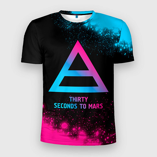 Мужская спорт-футболка Thirty Seconds to Mars - neon gradient / 3D-принт – фото 1