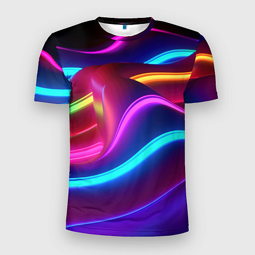 Мужская спорт-футболка Неоновые волны фиолетового оттенка / 3D-принт – фото 1