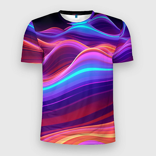 Мужская спорт-футболка Волны из неона / 3D-принт – фото 1