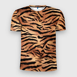 Футболка спортивная мужская Полосатая шкура тигра, цвет: 3D-принт