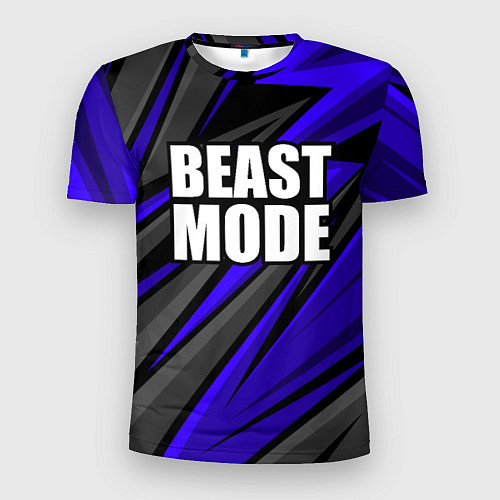 Мужская спорт-футболка Beast mode - синяя униформа / 3D-принт – фото 1