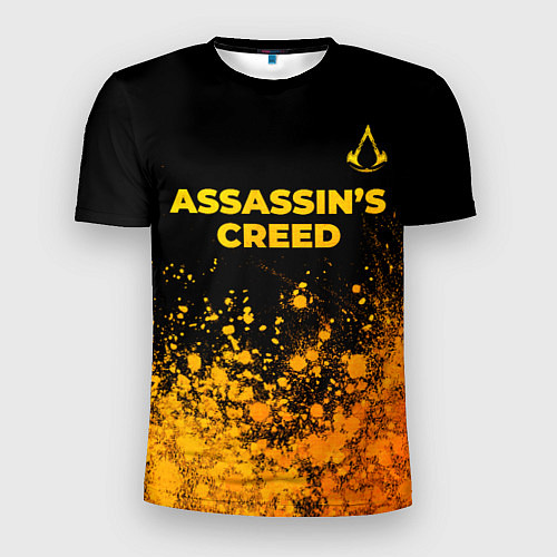 Мужская спорт-футболка Assassins Creed - gold gradient: символ сверху / 3D-принт – фото 1