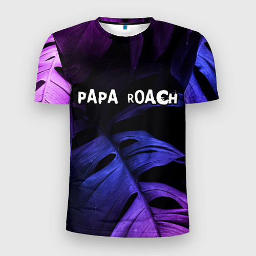 Мужская спорт-футболка Papa Roach neon monstera / 3D-принт – фото 1