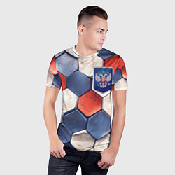 Футболка спортивная мужская Объемные плиты флаг России, цвет: 3D-принт — фото 2