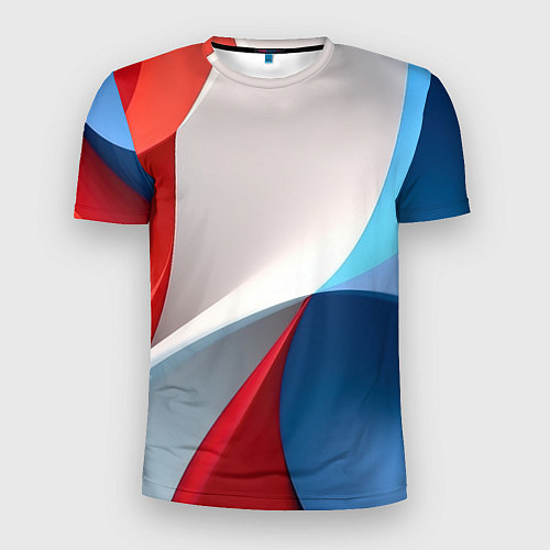 Мужская спорт-футболка Абстракция белый синий красный / 3D-принт – фото 1
