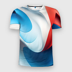 Футболка спортивная мужская Объемная белая синяя красная текстура, цвет: 3D-принт