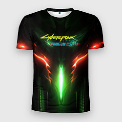 Мужская спорт-футболка Киберпанк 2077 призрачная свобода зеленое свечение