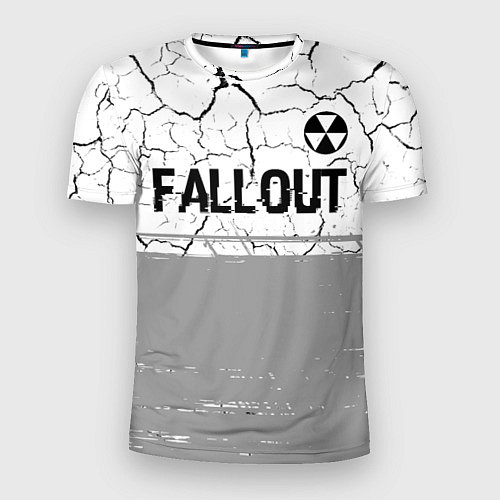 Мужская спорт-футболка Fallout glitch на светлом фоне: символ сверху / 3D-принт – фото 1