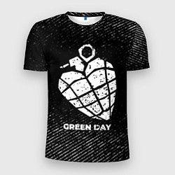 Мужская спорт-футболка Green Day с потертостями на темном фоне